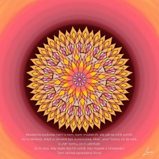 🌤 Mandala dne: Svoboda 🌤 Skutečná svoboda není o tom, kam můžeš jít, ale jak se cítíš uvnitř. Je to lehkost, když si...